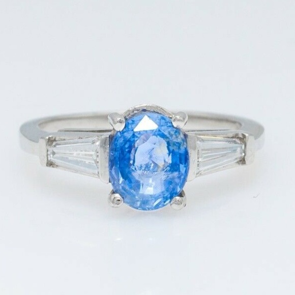 Jewelry - NATURAL BLUE SAPPHIRE DIAMOND PLATINUM RING